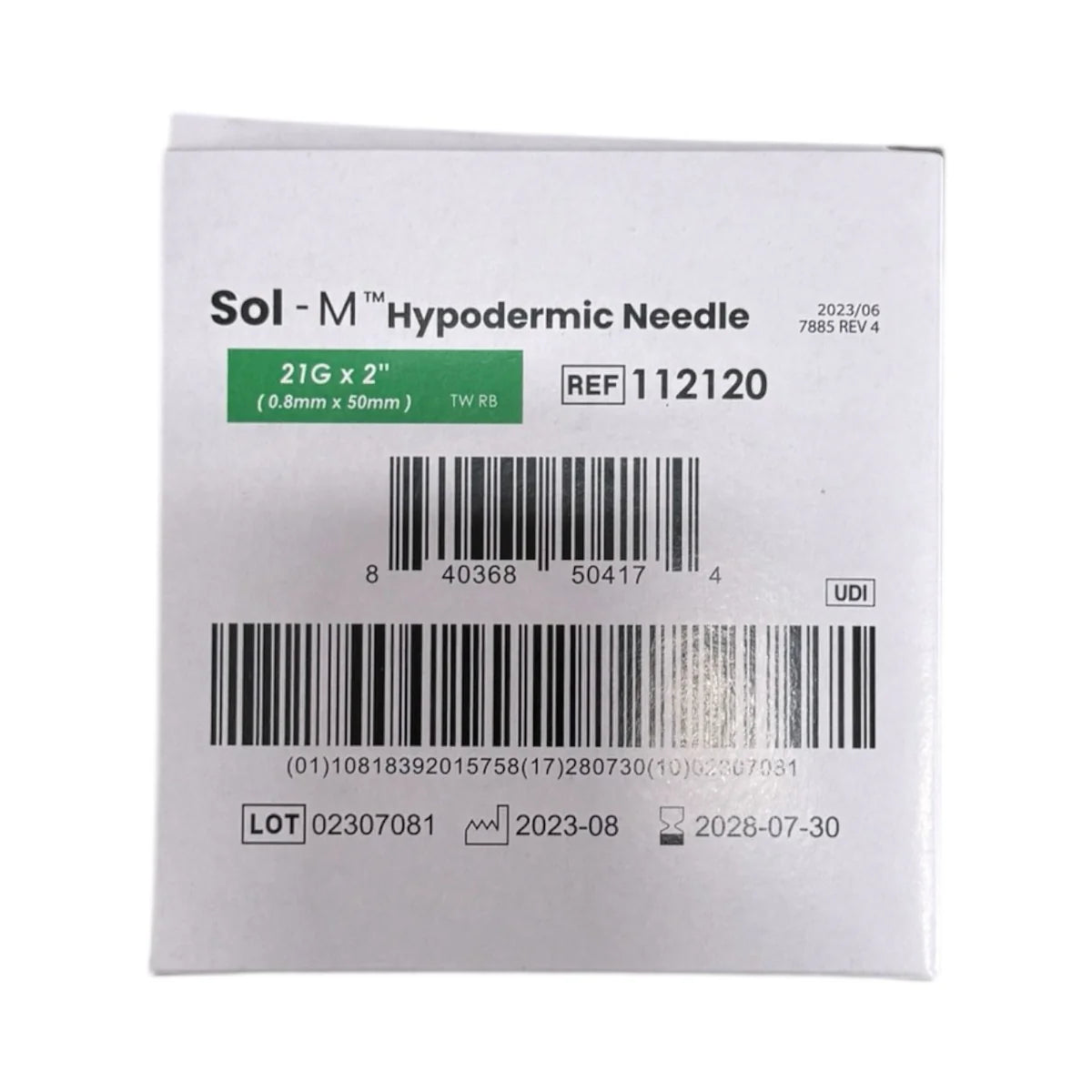 Sol-M Hypodermic Needle, 21G x 2” - Box of 100