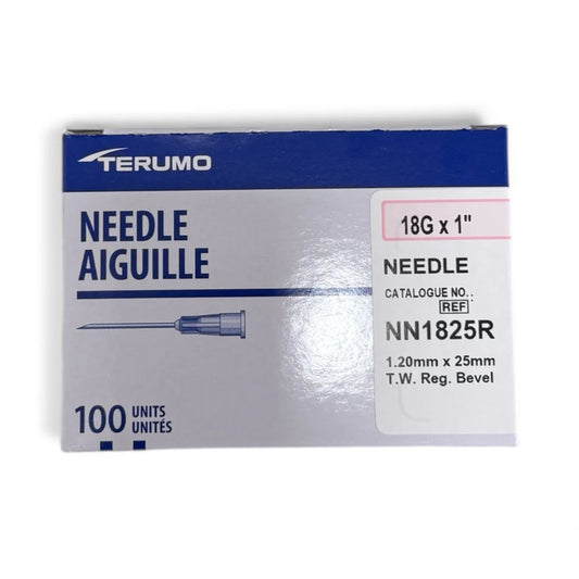Terumo Hypodermic Needle 18G x 1", Regular Wall – Box of 100