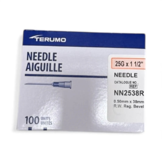 Terumo Hypodermic Needle 25G x 1.5", Regular Wall – Box of 100