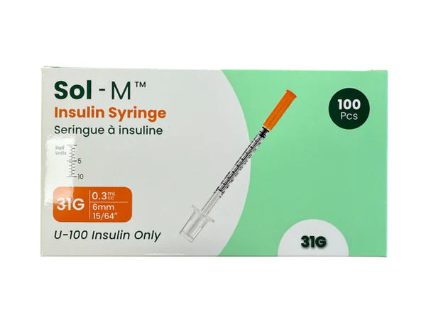 Sol-M Insulin Syringe 31g x 6mm, 0.3ml - Box of 100