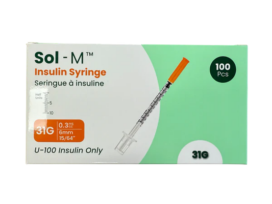 Sol-M Insulin Syringe 31g x 6mm, 0.3ml - Box of 100
