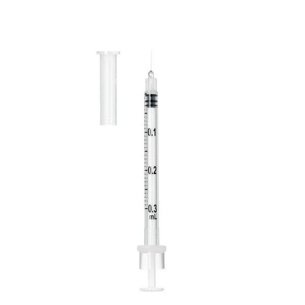Sol-M Insulin Syringe w/ Fixed Needle 31g x 8mm, 0.3ml, Box of 100