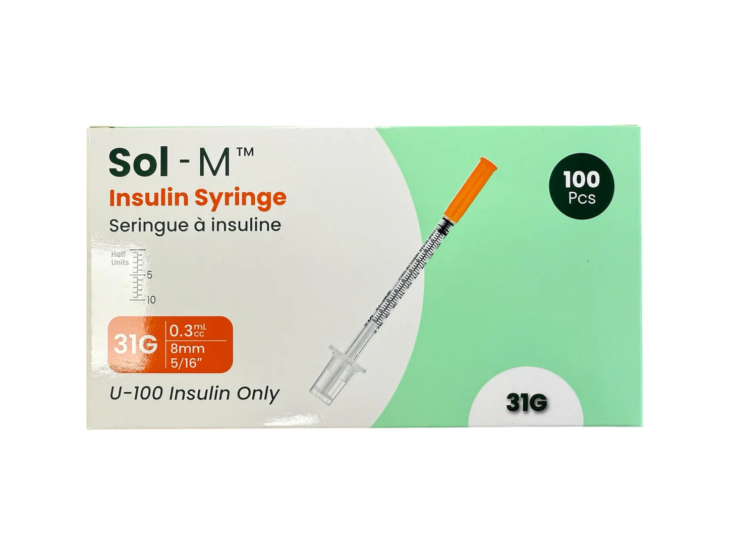 Sol-M Insulin Syringe 31g x 8mm, 0.3ml - Box of 100