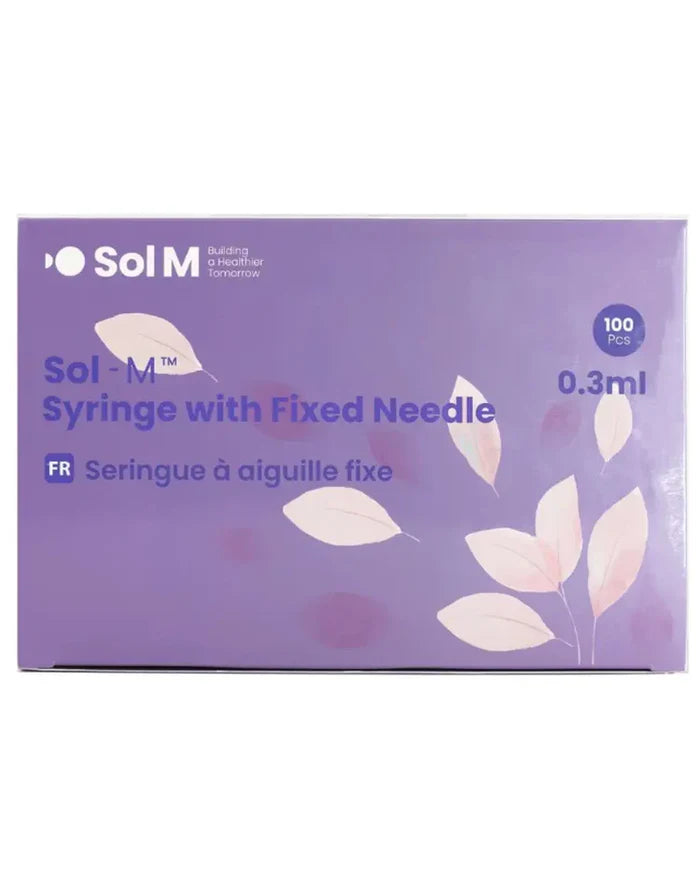 Sol-M Insulin Syringe w/ Fixed Needle 31g x 8mm, 0.3ml, Box of 100