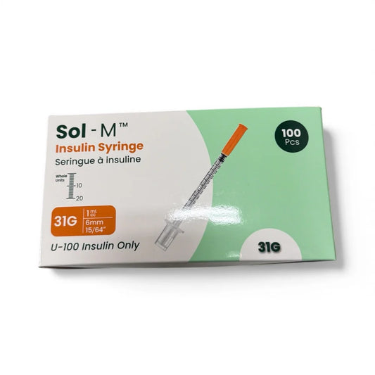 Sol-M Insulin Syringe 31g x 6mm, 1ml - Box of 100