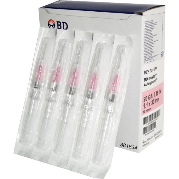 BD Insyte AutoGuard IV Catheter 20G x 1.16” Pink - Box of 50