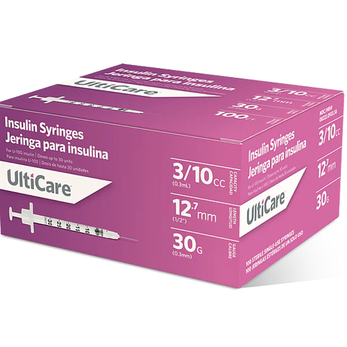 Ulticare Insulin Syringe 30g x 12mm, 0.3ml - Box of 100