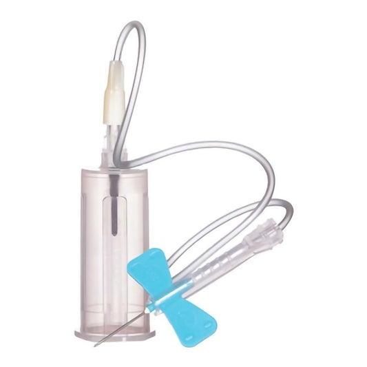 Sol-Care Safety Blood Collection Needle w/ Pre-Attached Holder, 23G x 0.75” (12” Tubing) - Box of 25