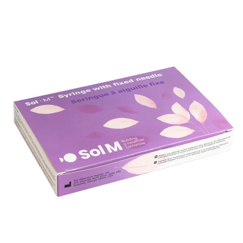 Sol-M Insulin Syringe w/ Fixed Needle 31g x 8mm, 0.3ml - Box of 30