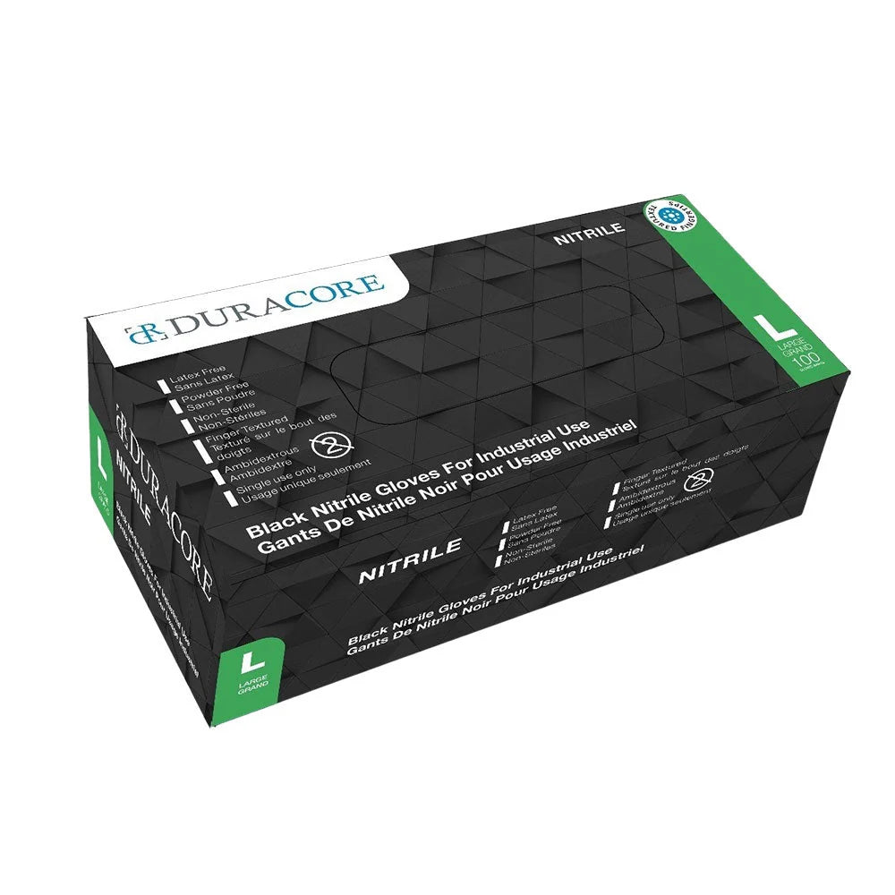 Duracore Black Nitrile Exam Gloves