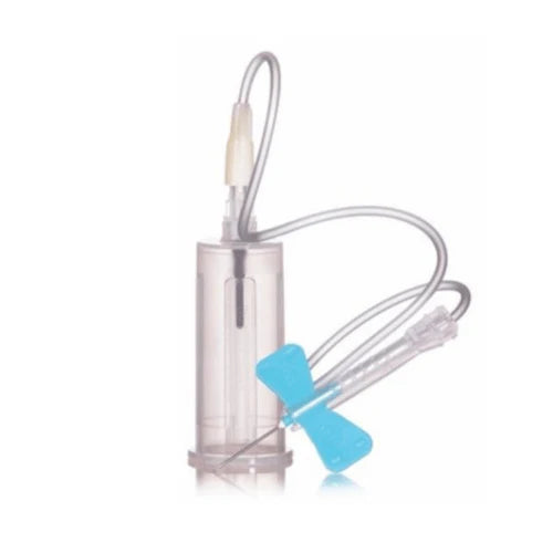 Sol-Care Safety Blood Collection Needle w/ Pre-Attached Holder, 21G x 0.75” (12” Tubing) - Box of 25