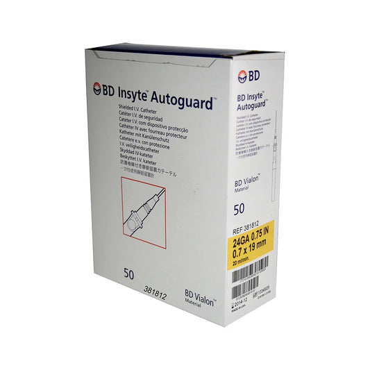 BD Insyte AutoGuard IV Catheter 24G x 0.75” Yellow - Box of 50
