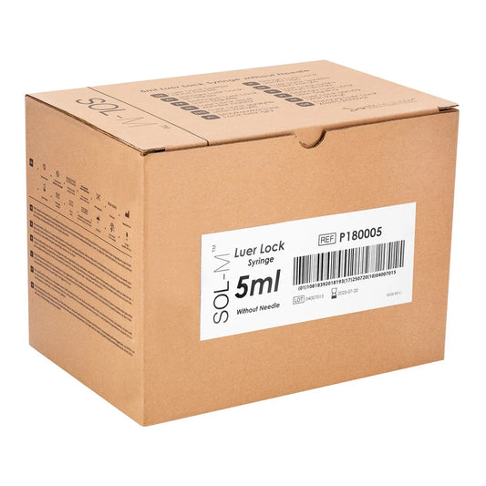 Sol-M Syringe Only Luer Lock, 5ml - Box of 100