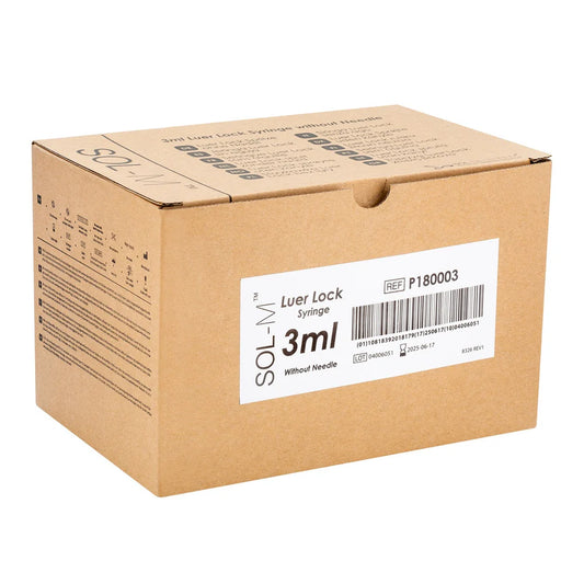 Sol-M Syringe Only Luer Lock, 3ml - Box of 100