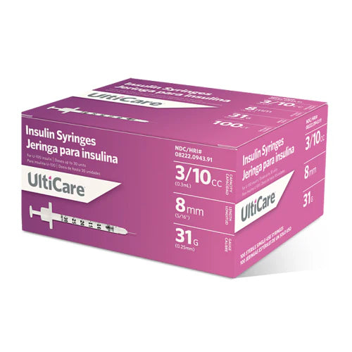 Ulticare Insulin Syringe 31g x 8mm, 0.3ml - Box of 100