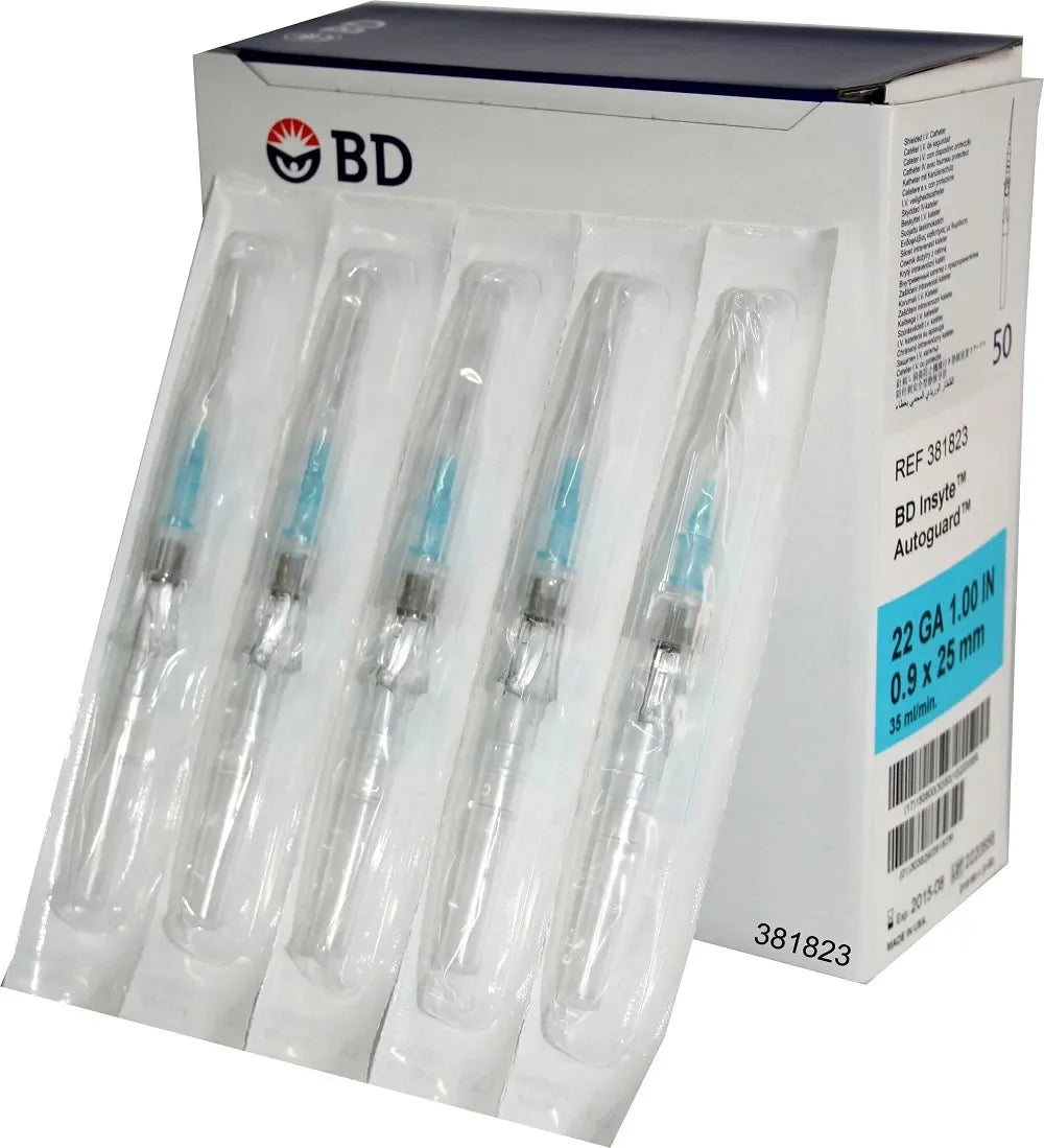 BD Insyte AutoGuard IV Catheter 22G x 1” Blue - Box of 50